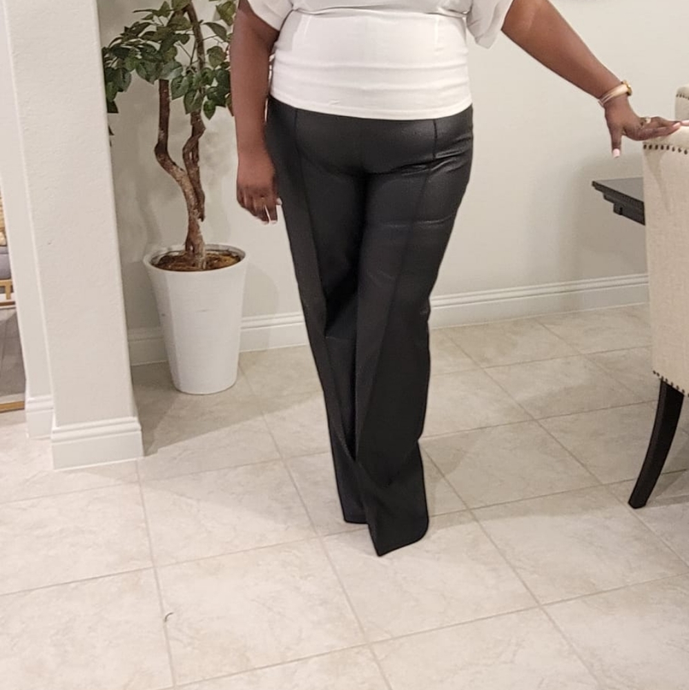 Plus Size Faux Leather Wideleg Pants